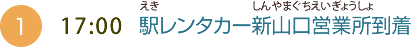 （17）17:00 駅レンタカー新山口営業所到着