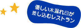 優しい木漏れ日が差し込むレストラン